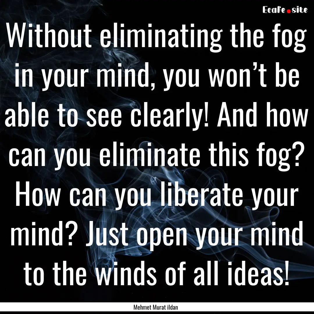 Without eliminating the fog in your mind,.... : Quote by Mehmet Murat ildan