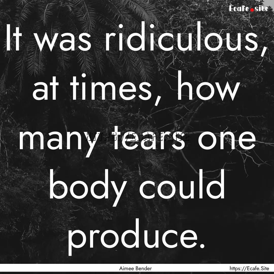 It was ridiculous, at times, how many tears.... : Quote by Aimee Bender