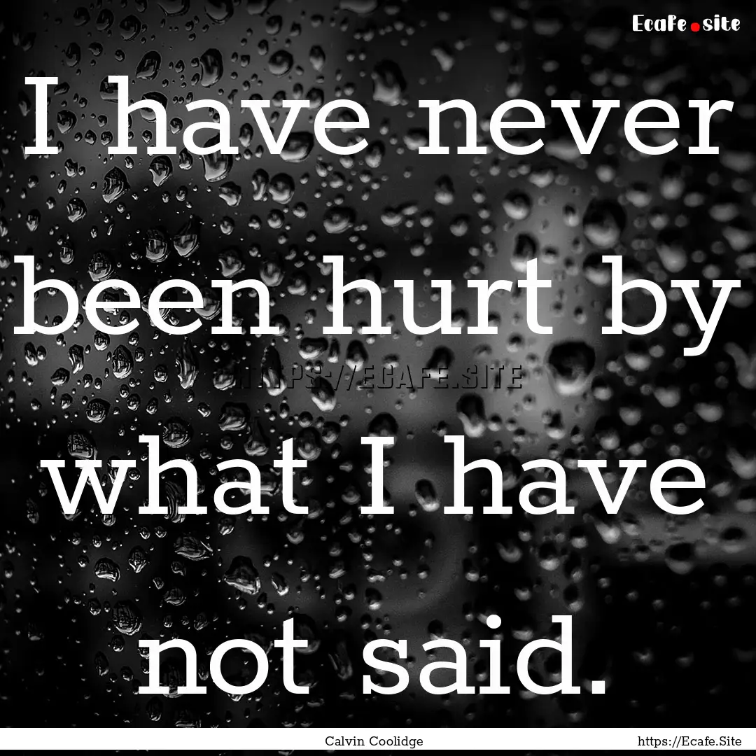 I have never been hurt by what I have not.... : Quote by Calvin Coolidge