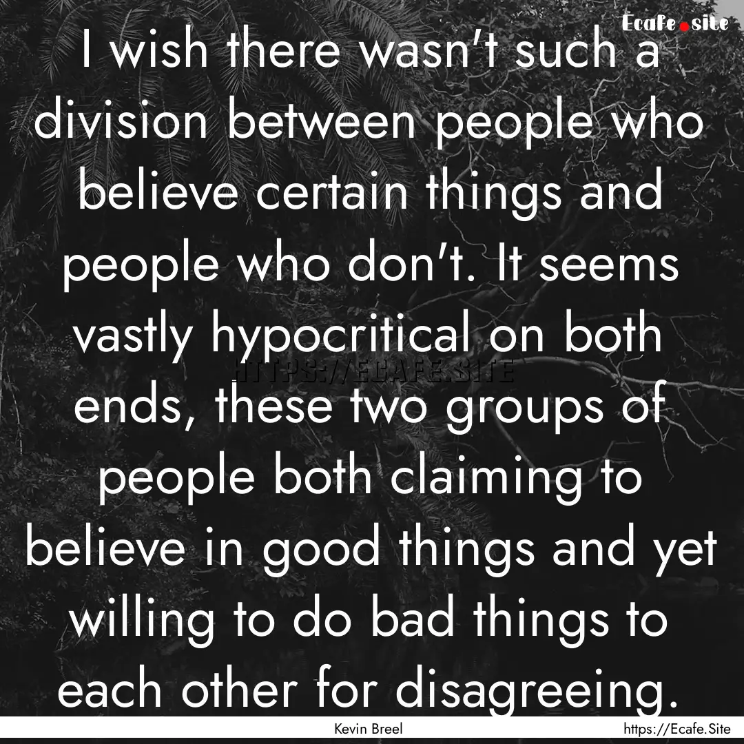 I wish there wasn't such a division between.... : Quote by Kevin Breel