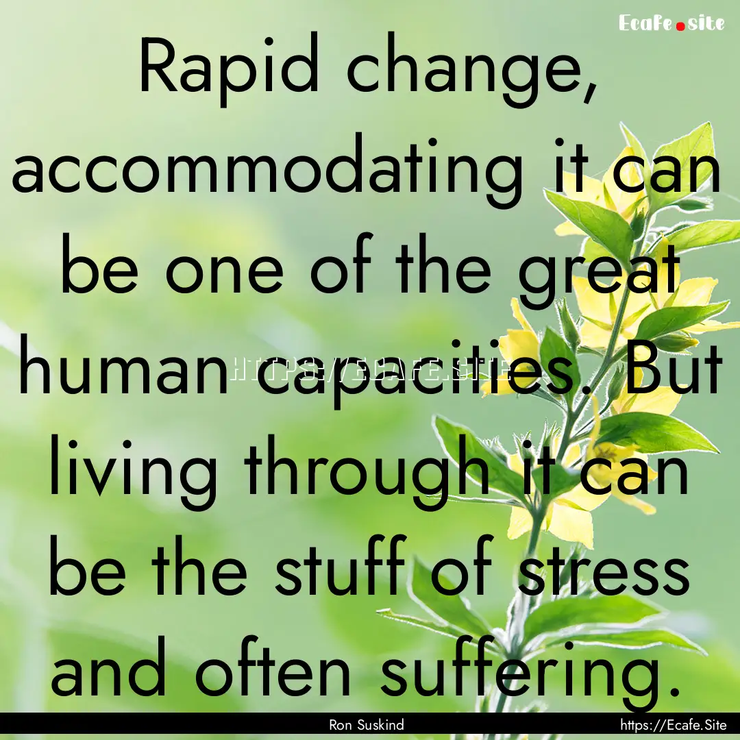 Rapid change, accommodating it can be one.... : Quote by Ron Suskind