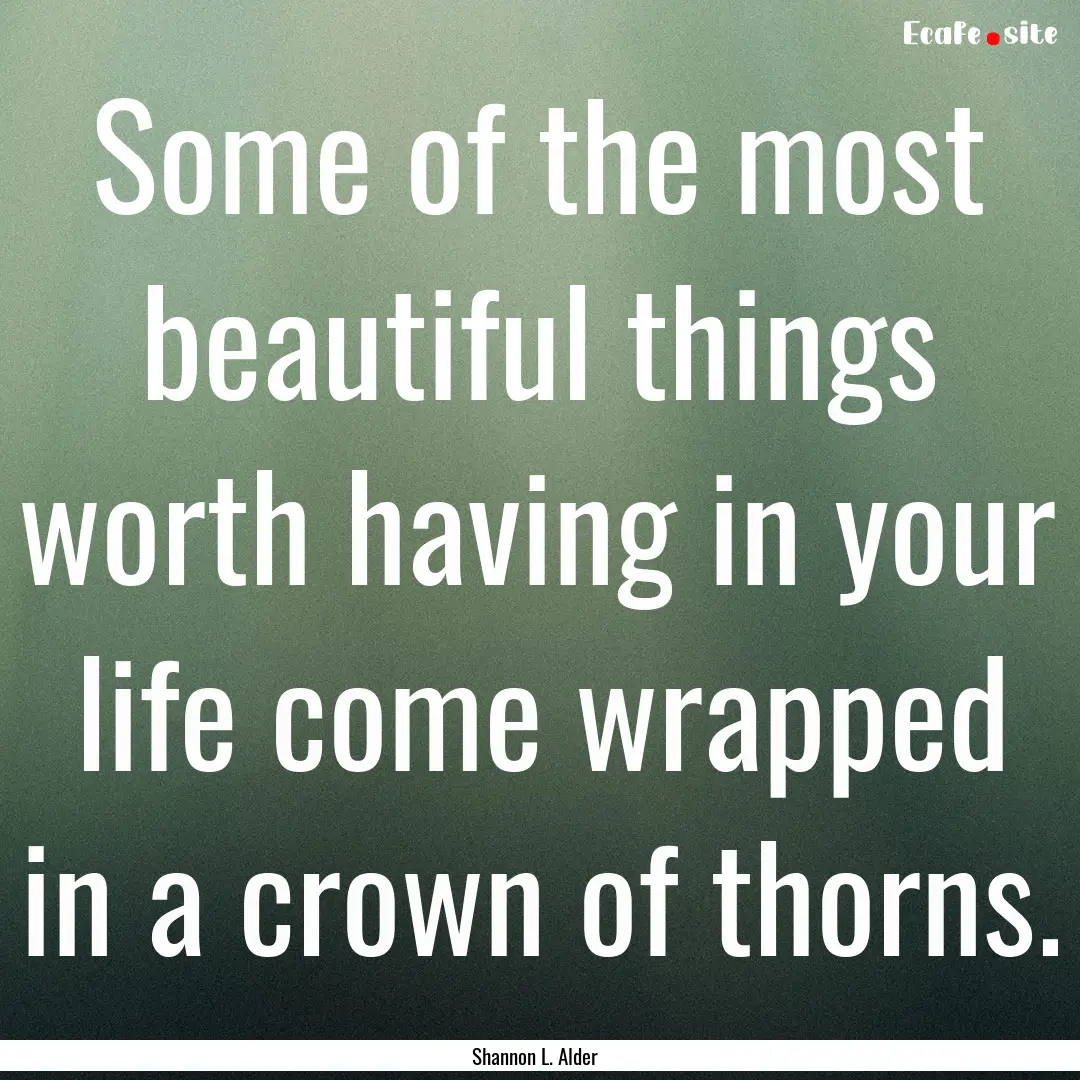 Some of the most beautiful things worth having.... : Quote by Shannon L. Alder