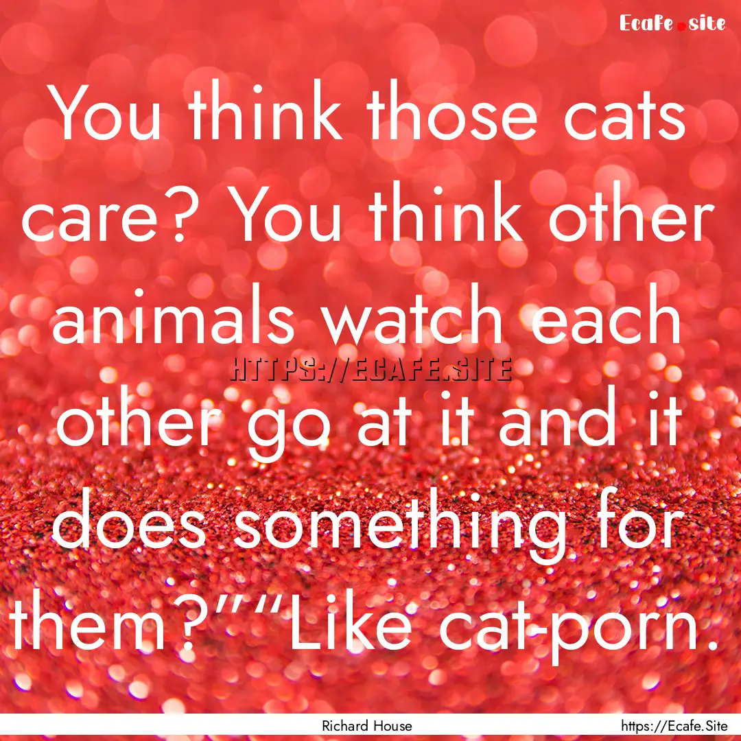 You think those cats care? You think other.... : Quote by Richard House