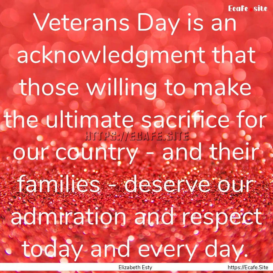 Veterans Day is an acknowledgment that those.... : Quote by Elizabeth Esty