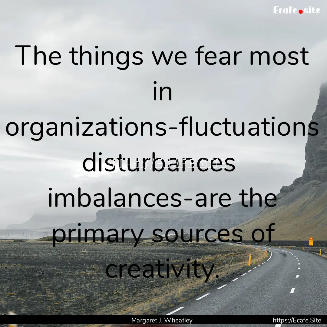 The things we fear most in organizations-fluctuations.... : Quote by Margaret J. Wheatley