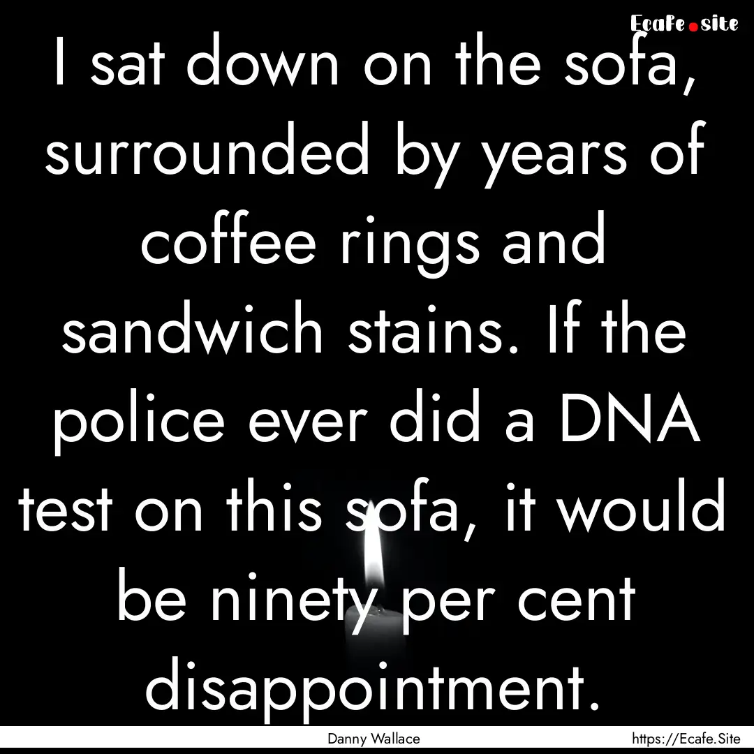 I sat down on the sofa, surrounded by years.... : Quote by Danny Wallace