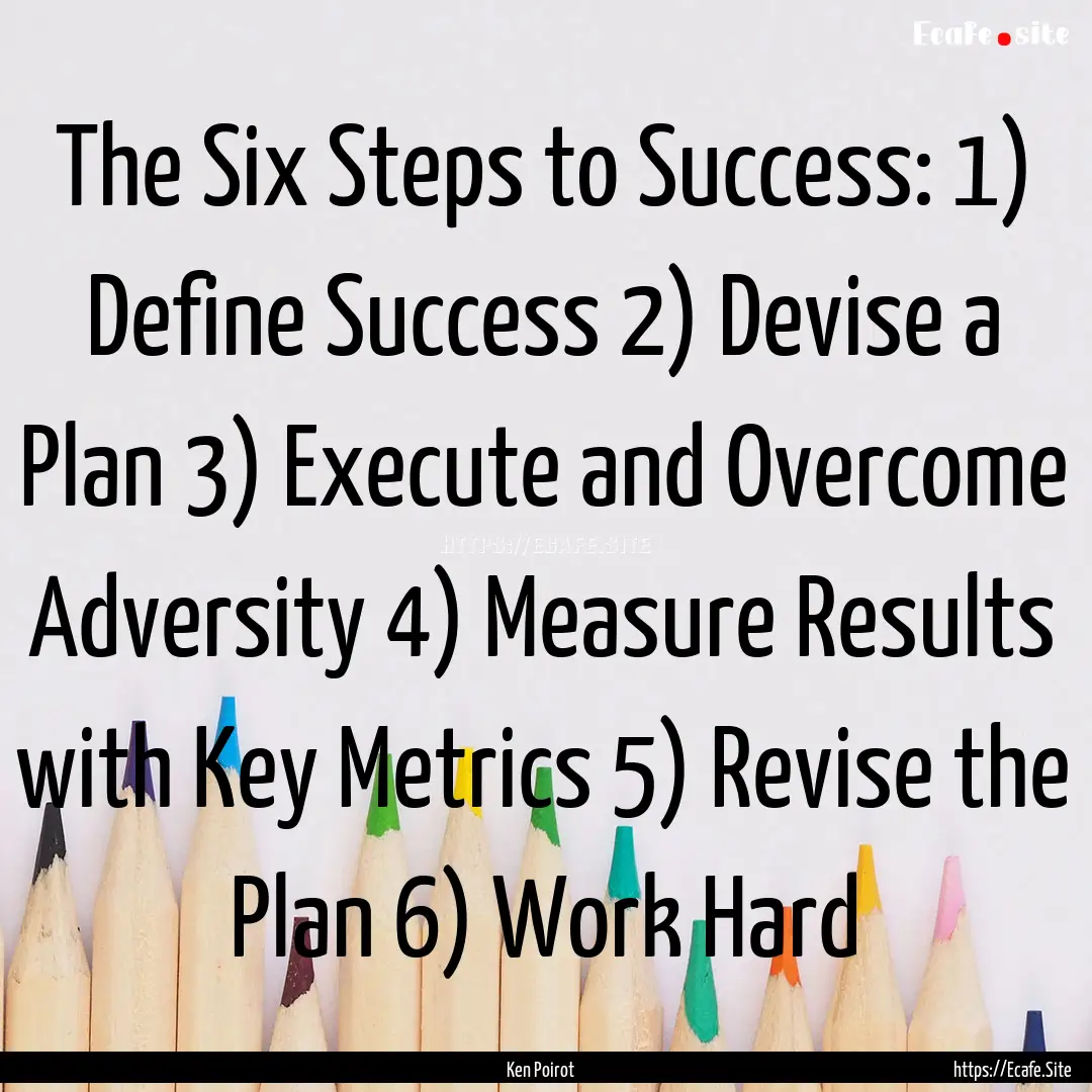 The Six Steps to Success: 1) Define Success.... : Quote by Ken Poirot