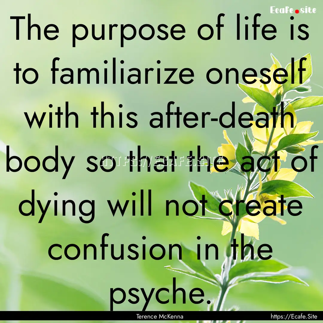 The purpose of life is to familiarize oneself.... : Quote by Terence McKenna