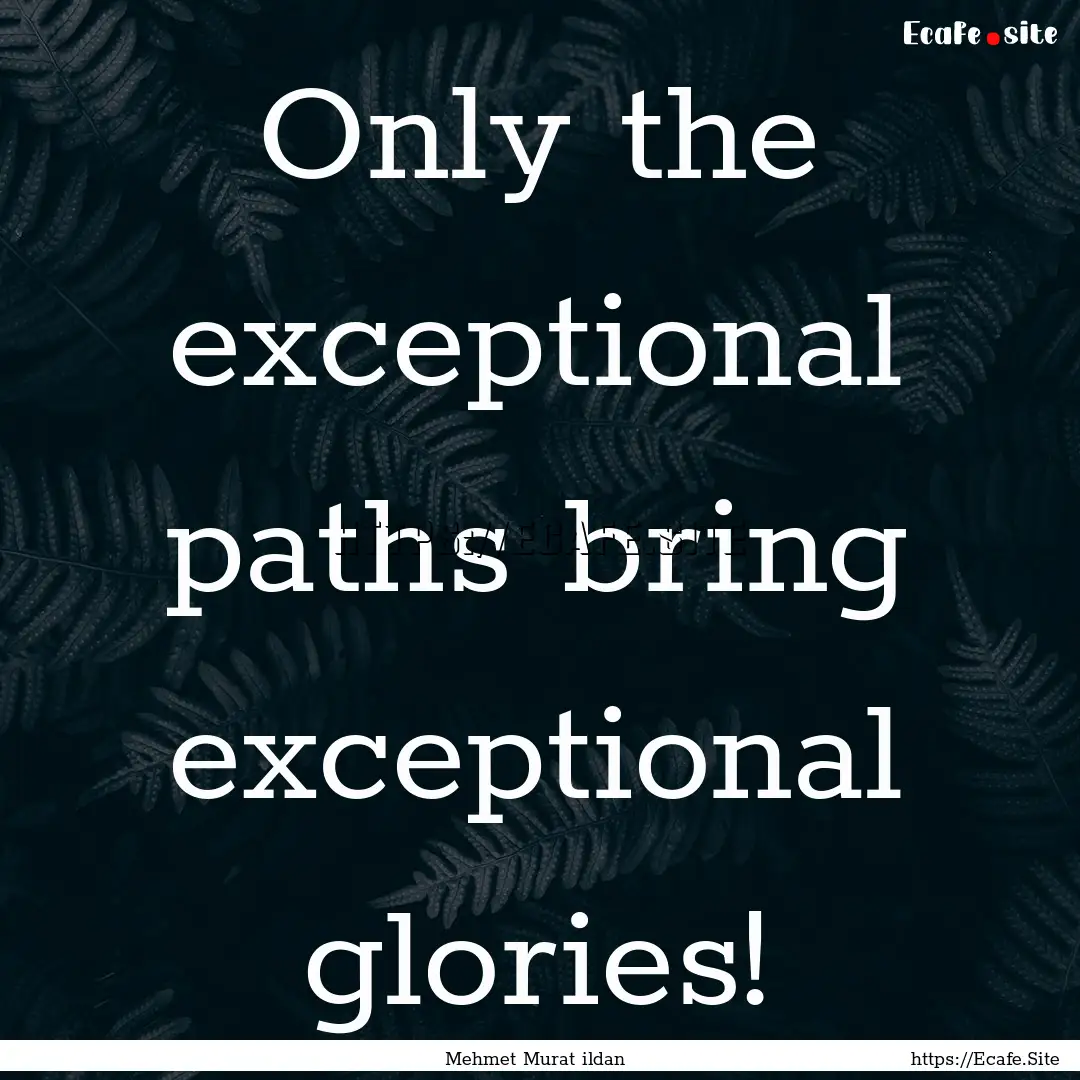 Only the exceptional paths bring exceptional.... : Quote by Mehmet Murat ildan