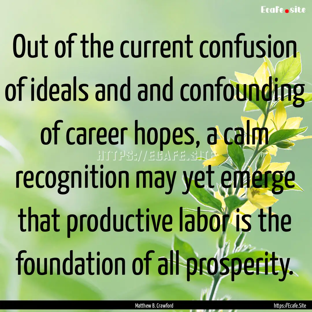 Out of the current confusion of ideals and.... : Quote by Matthew B. Crawford