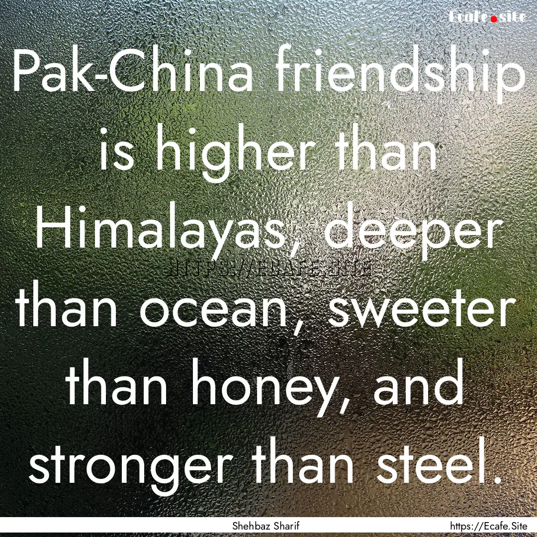 Pak-China friendship is higher than Himalayas,.... : Quote by Shehbaz Sharif