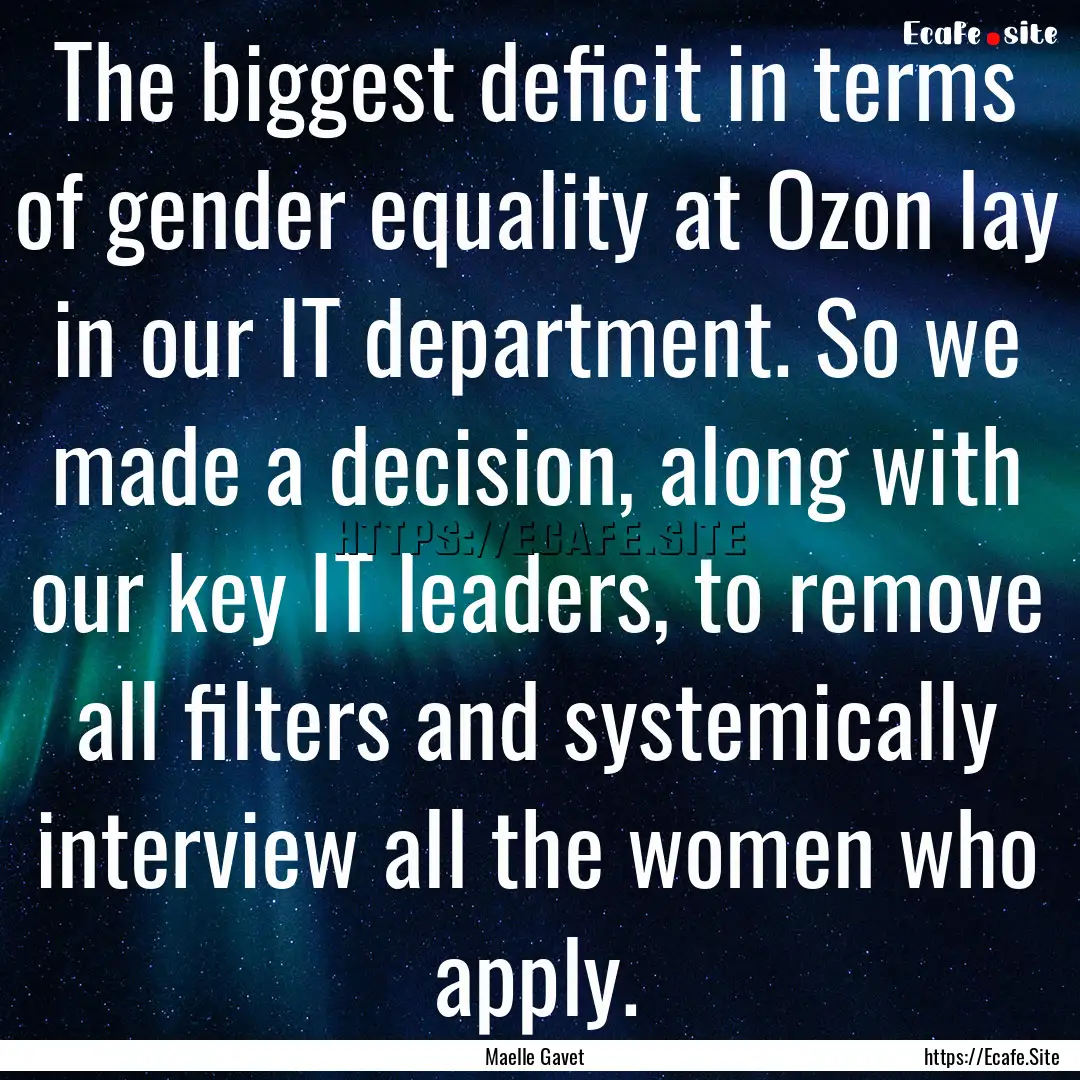 The biggest deficit in terms of gender equality.... : Quote by Maelle Gavet