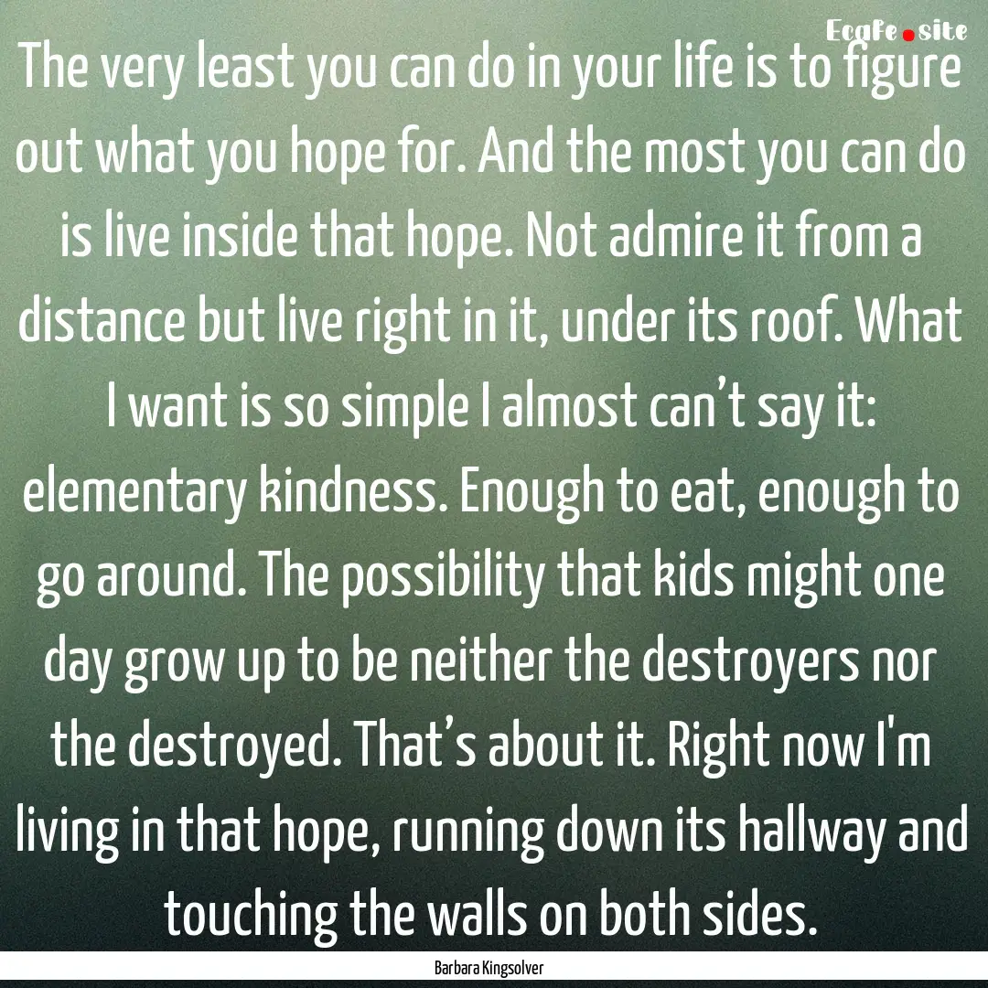 The very least you can do in your life is.... : Quote by Barbara Kingsolver