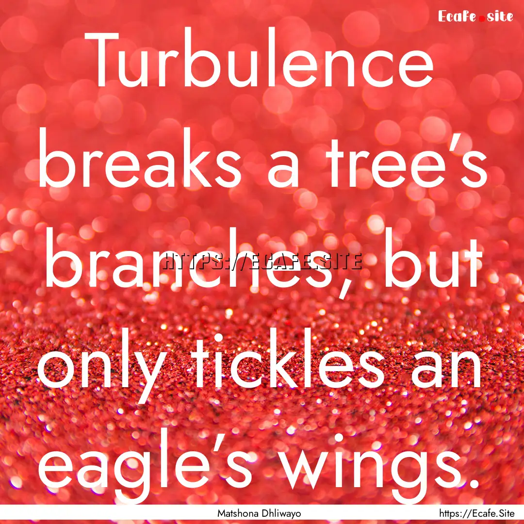 Turbulence breaks a tree’s branches, but.... : Quote by Matshona Dhliwayo