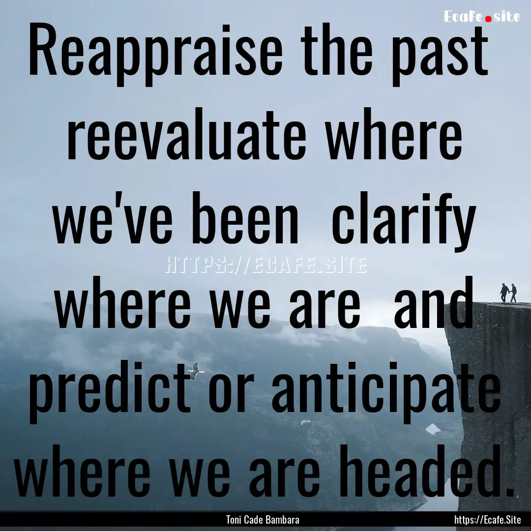 Reappraise the past reevaluate where we've.... : Quote by Toni Cade Bambara