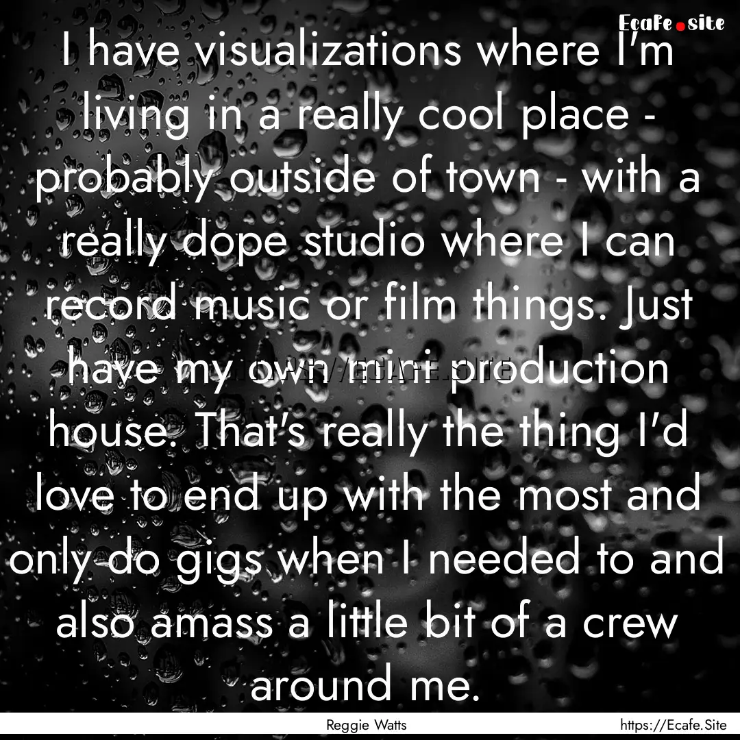 I have visualizations where I'm living in.... : Quote by Reggie Watts