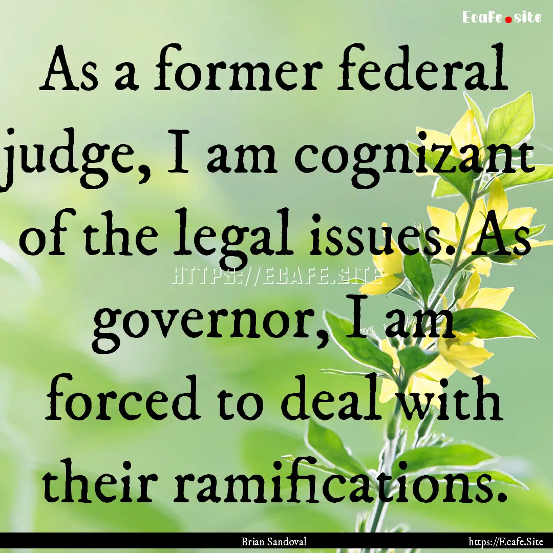 As a former federal judge, I am cognizant.... : Quote by Brian Sandoval