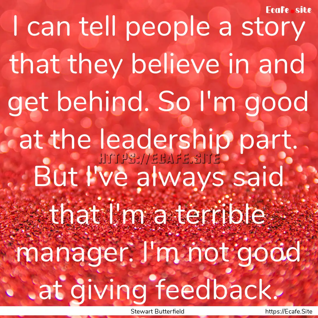 I can tell people a story that they believe.... : Quote by Stewart Butterfield