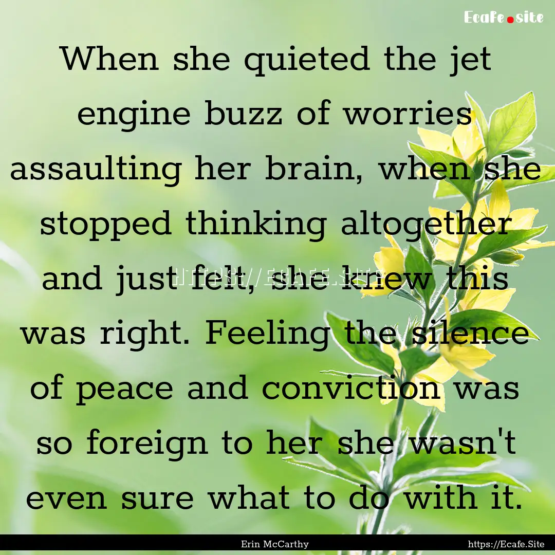 When she quieted the jet engine buzz of worries.... : Quote by Erin McCarthy