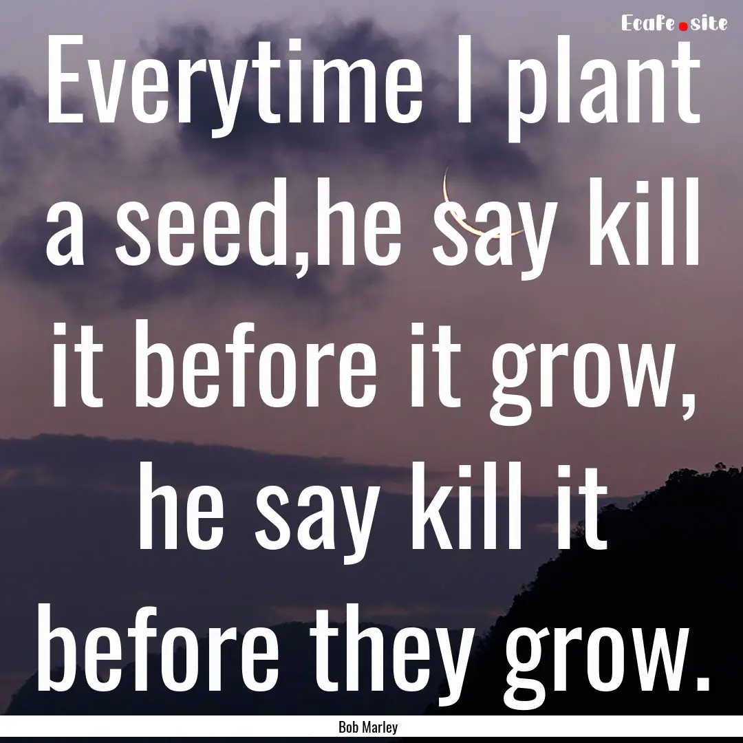 Everytime I plant a seed,he say kill it before.... : Quote by Bob Marley