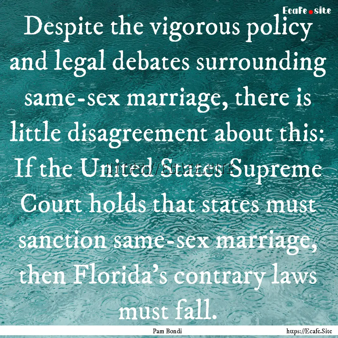 Despite the vigorous policy and legal debates.... : Quote by Pam Bondi