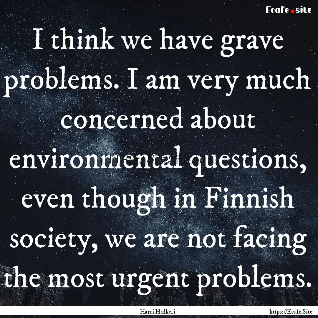 I think we have grave problems. I am very.... : Quote by Harri Holkeri