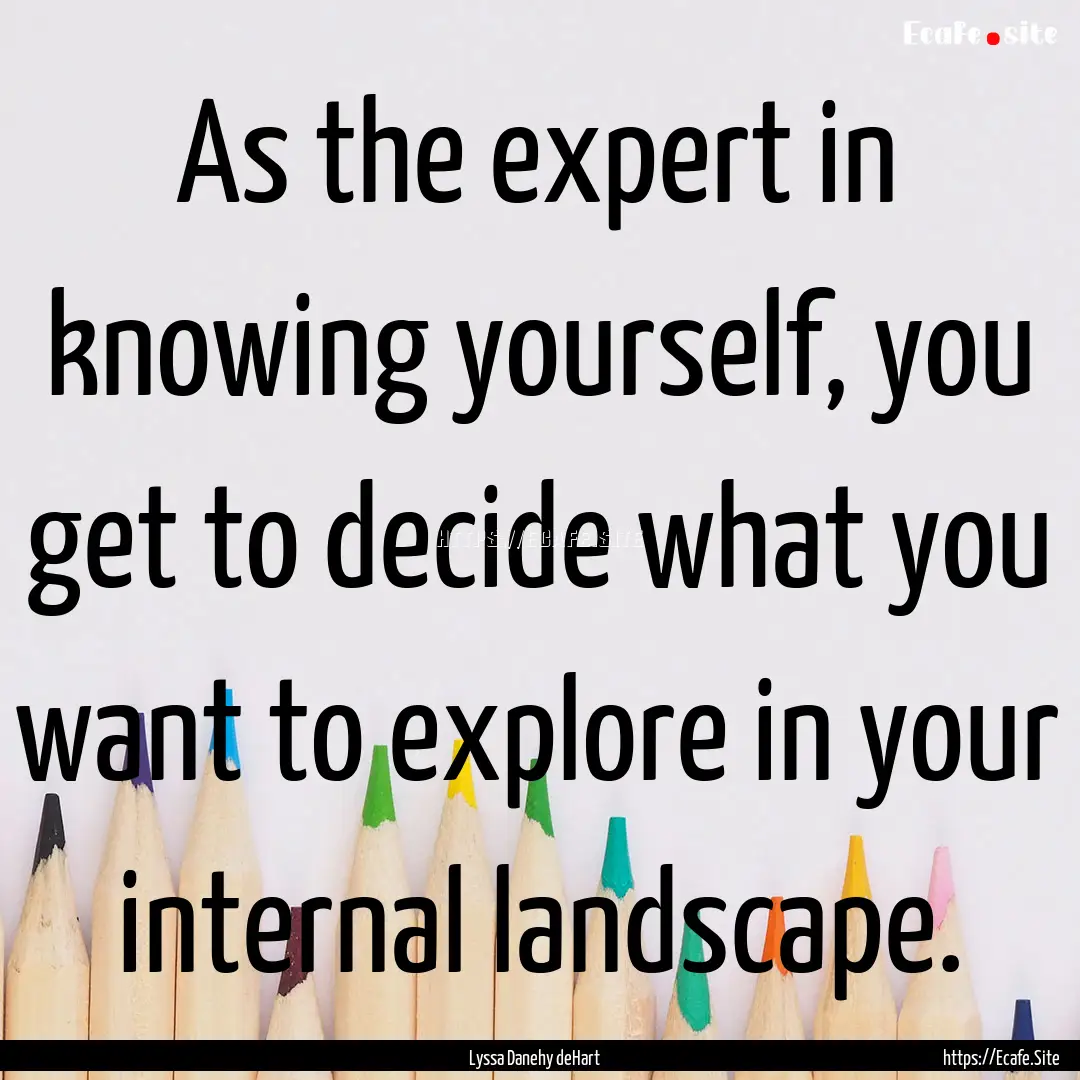 As the expert in knowing yourself, you get.... : Quote by Lyssa Danehy deHart