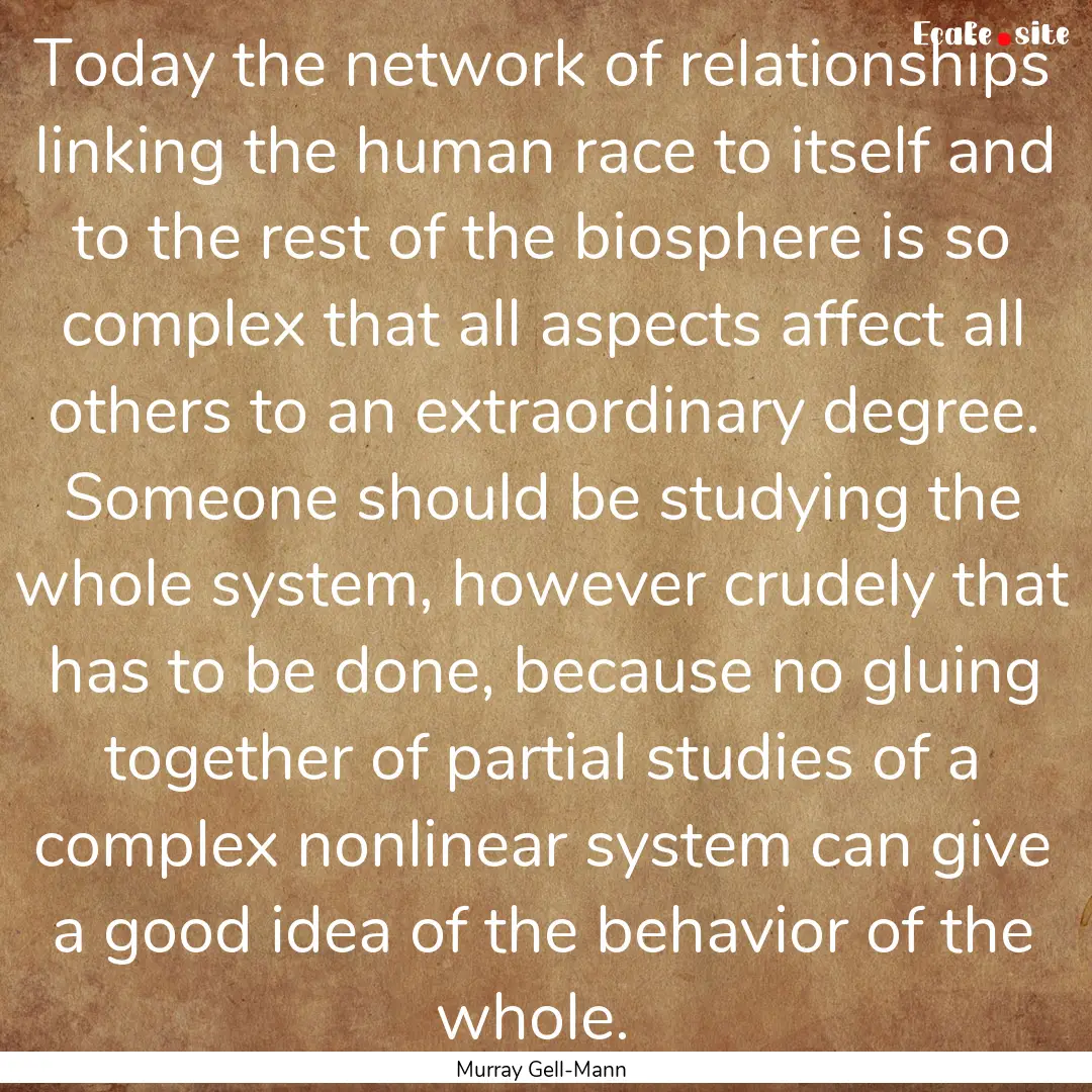 Today the network of relationships linking.... : Quote by Murray Gell-Mann