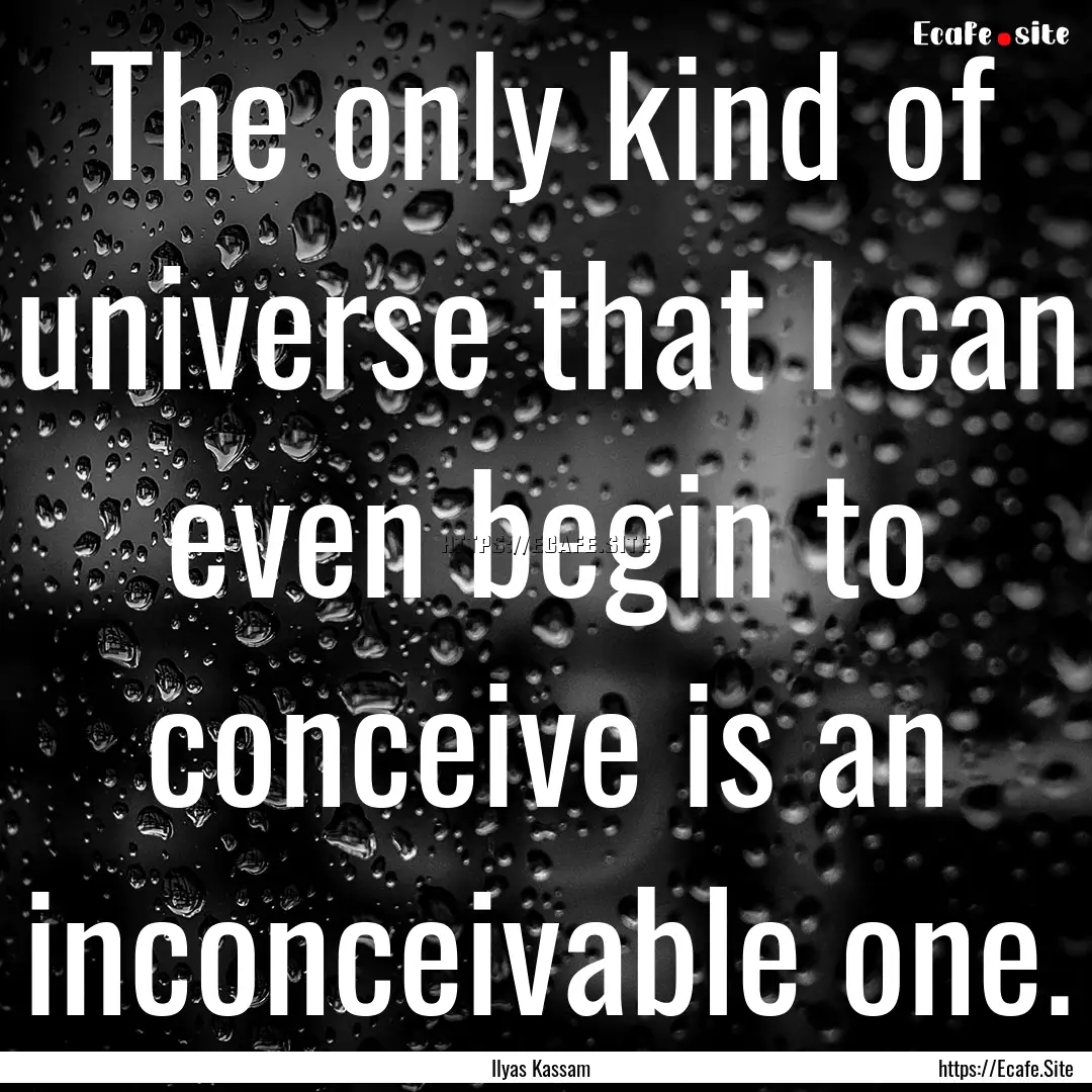 The only kind of universe that I can even.... : Quote by Ilyas Kassam