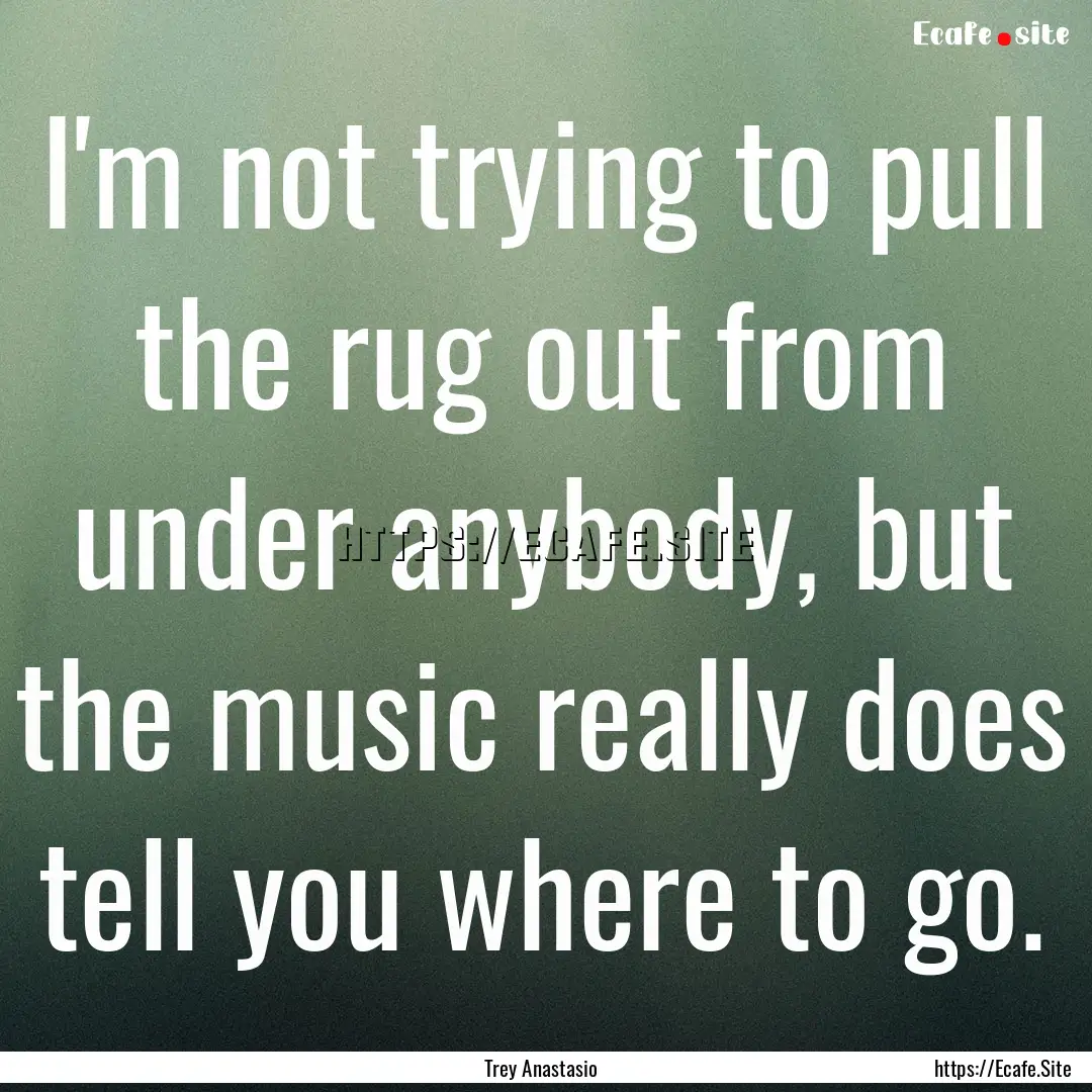 I'm not trying to pull the rug out from under.... : Quote by Trey Anastasio