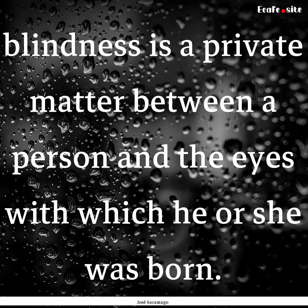 blindness is a private matter between a person.... : Quote by José Saramago