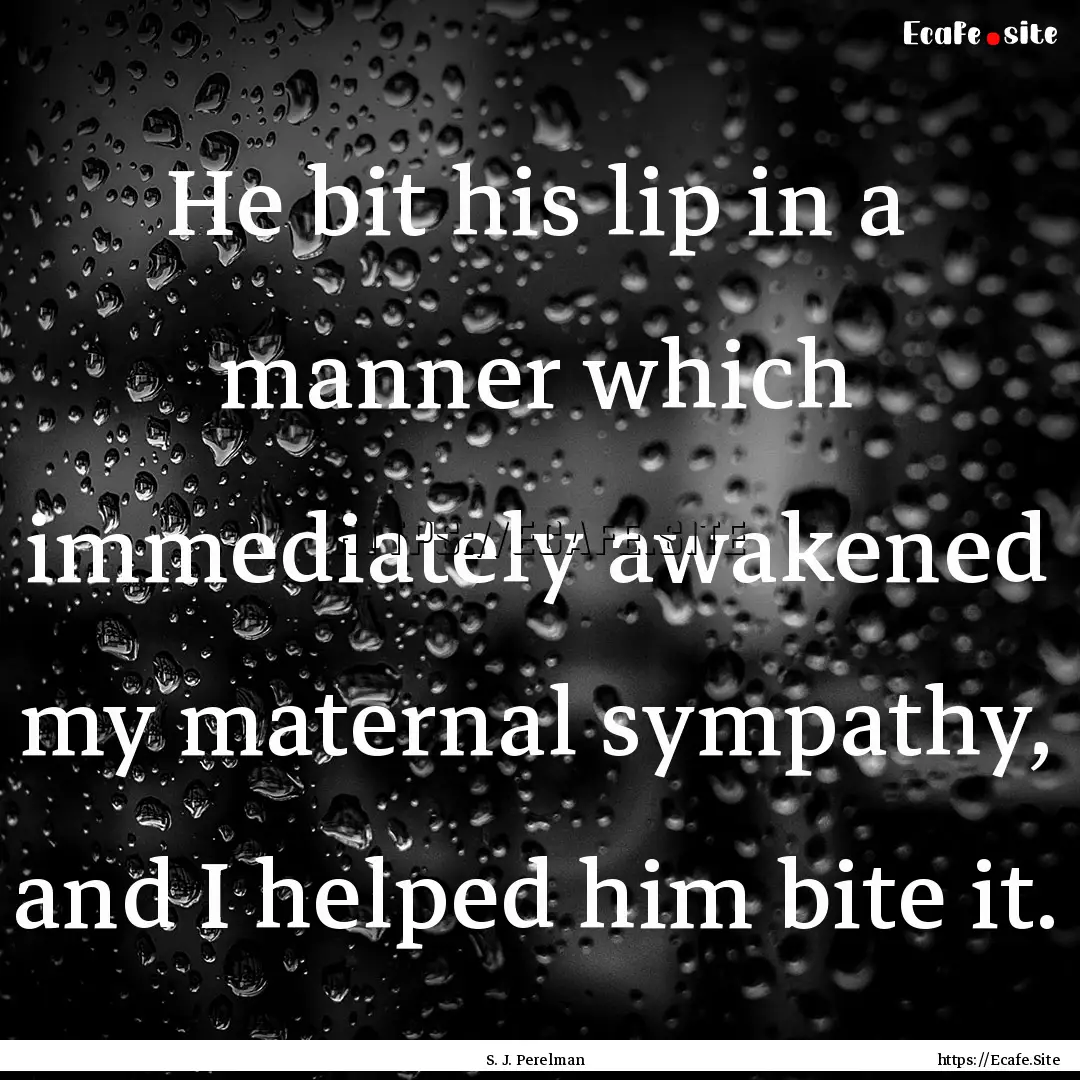 He bit his lip in a manner which immediately.... : Quote by S. J. Perelman