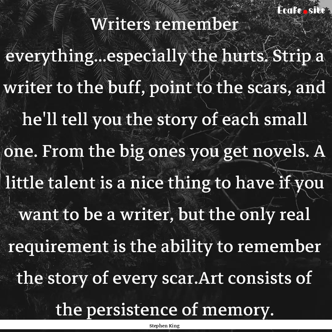 Writers remember everything...especially.... : Quote by Stephen King