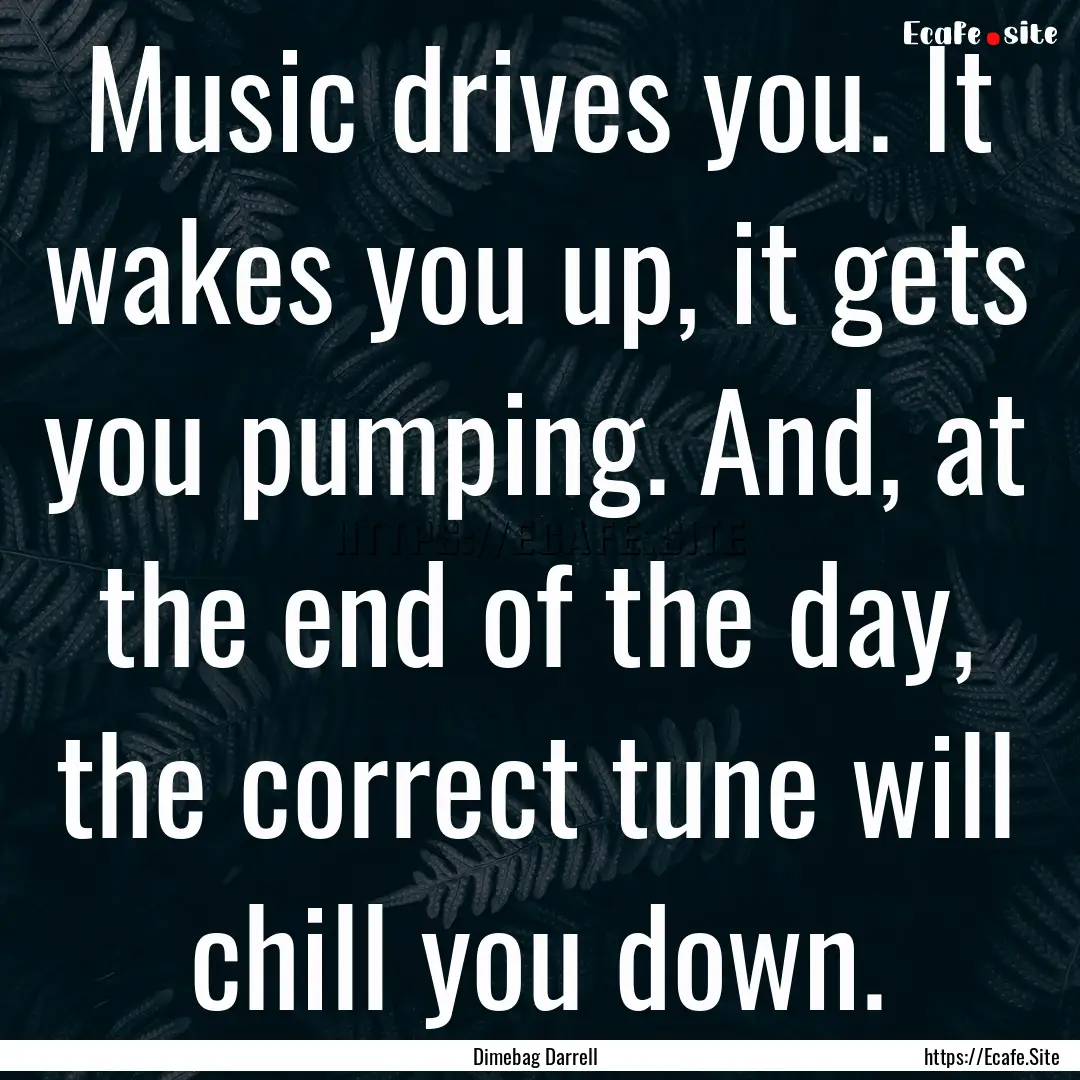 Music drives you. It wakes you up, it gets.... : Quote by Dimebag Darrell