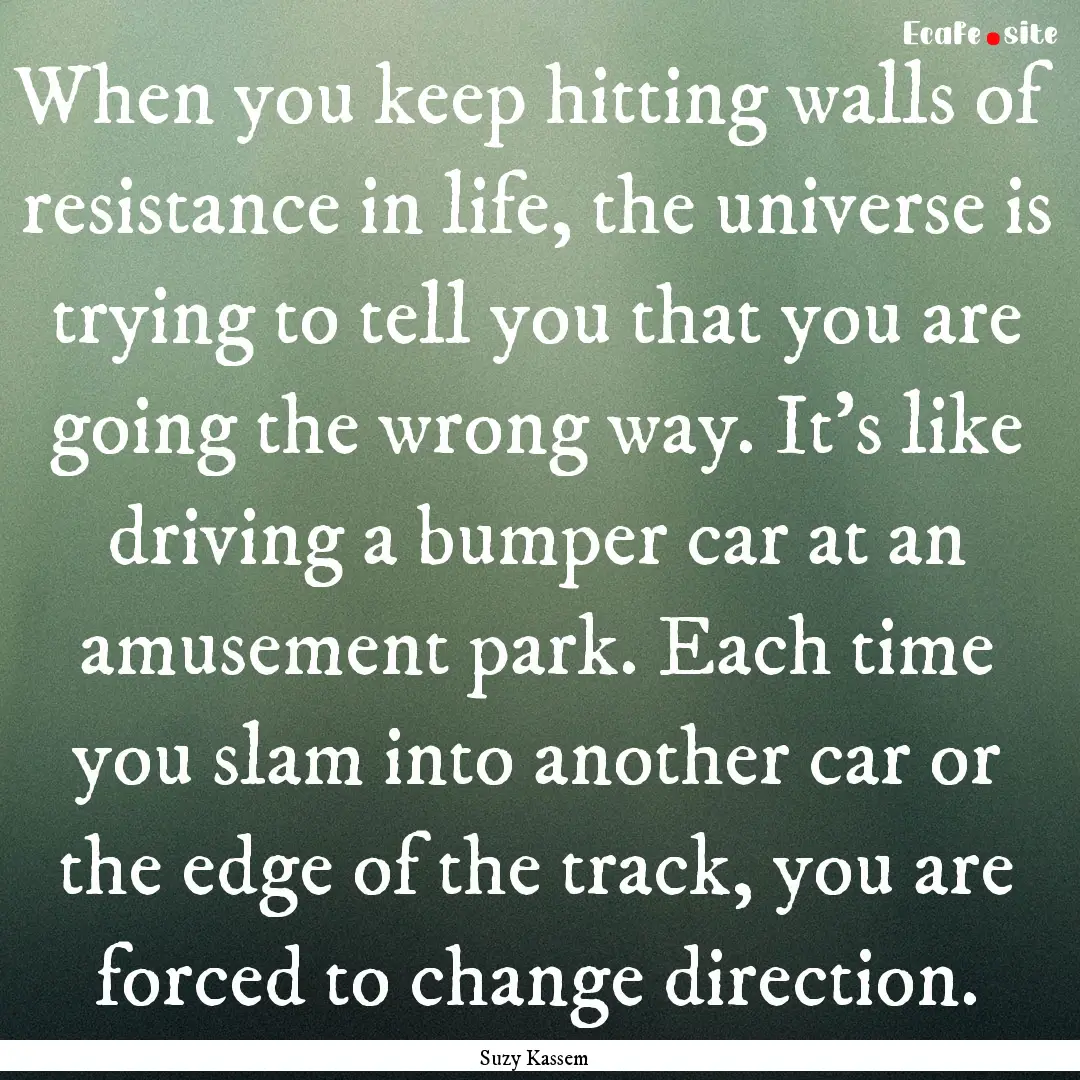 When you keep hitting walls of resistance.... : Quote by Suzy Kassem