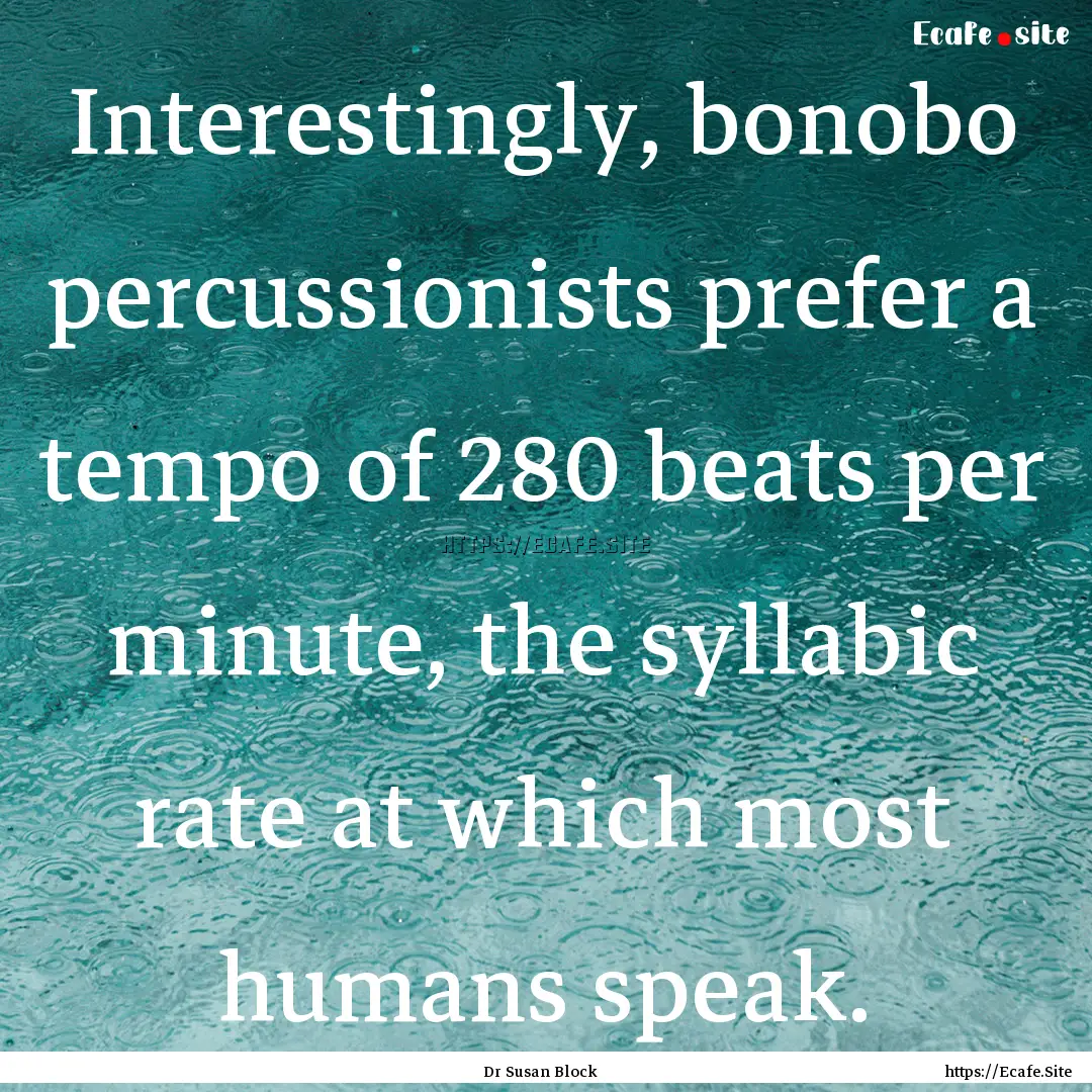 Interestingly, bonobo percussionists prefer.... : Quote by Dr Susan Block