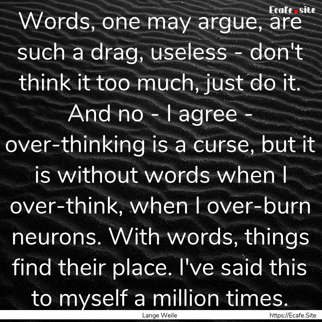 Words, one may argue, are such a drag, useless.... : Quote by Lange Weile