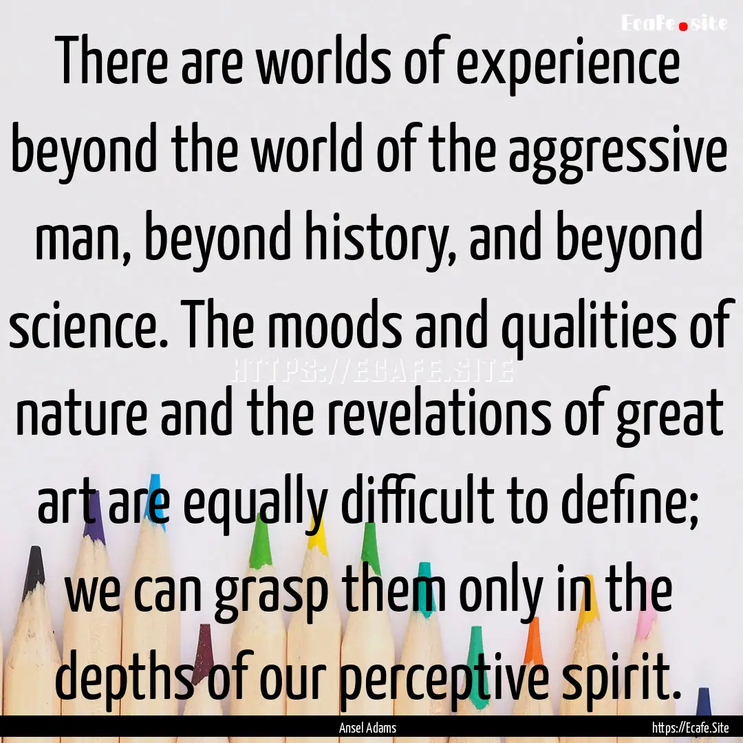 There are worlds of experience beyond the.... : Quote by Ansel Adams