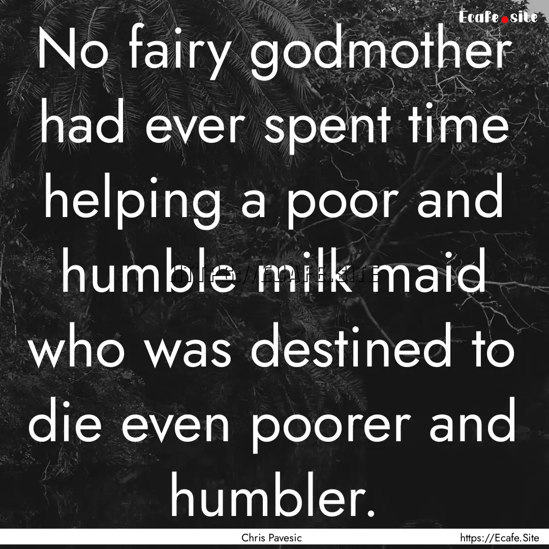 No fairy godmother had ever spent time helping.... : Quote by Chris Pavesic