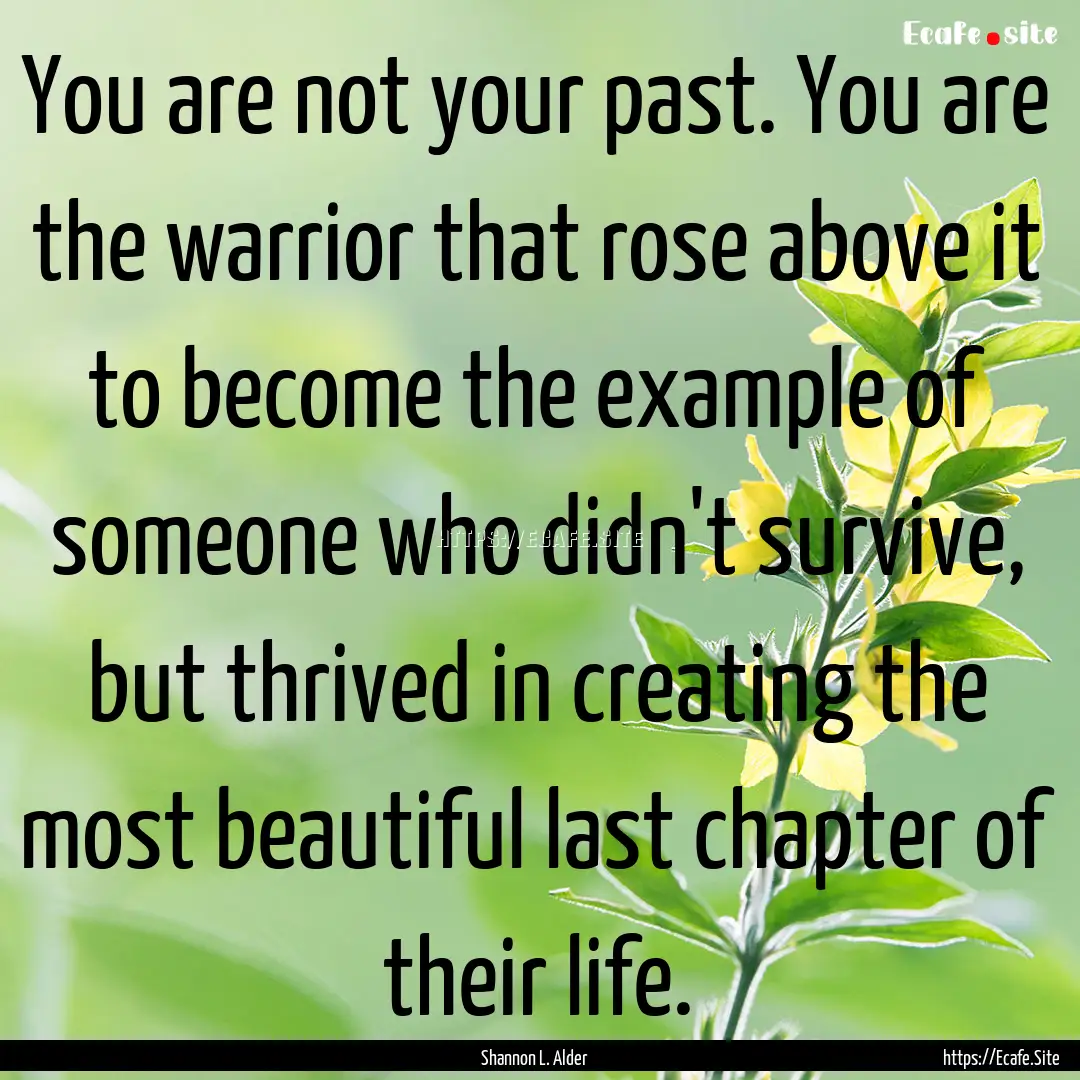 You are not your past. You are the warrior.... : Quote by Shannon L. Alder