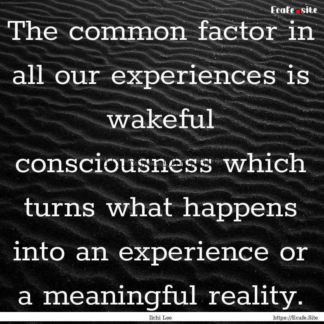 The common factor in all our experiences.... : Quote by Ilchi Lee