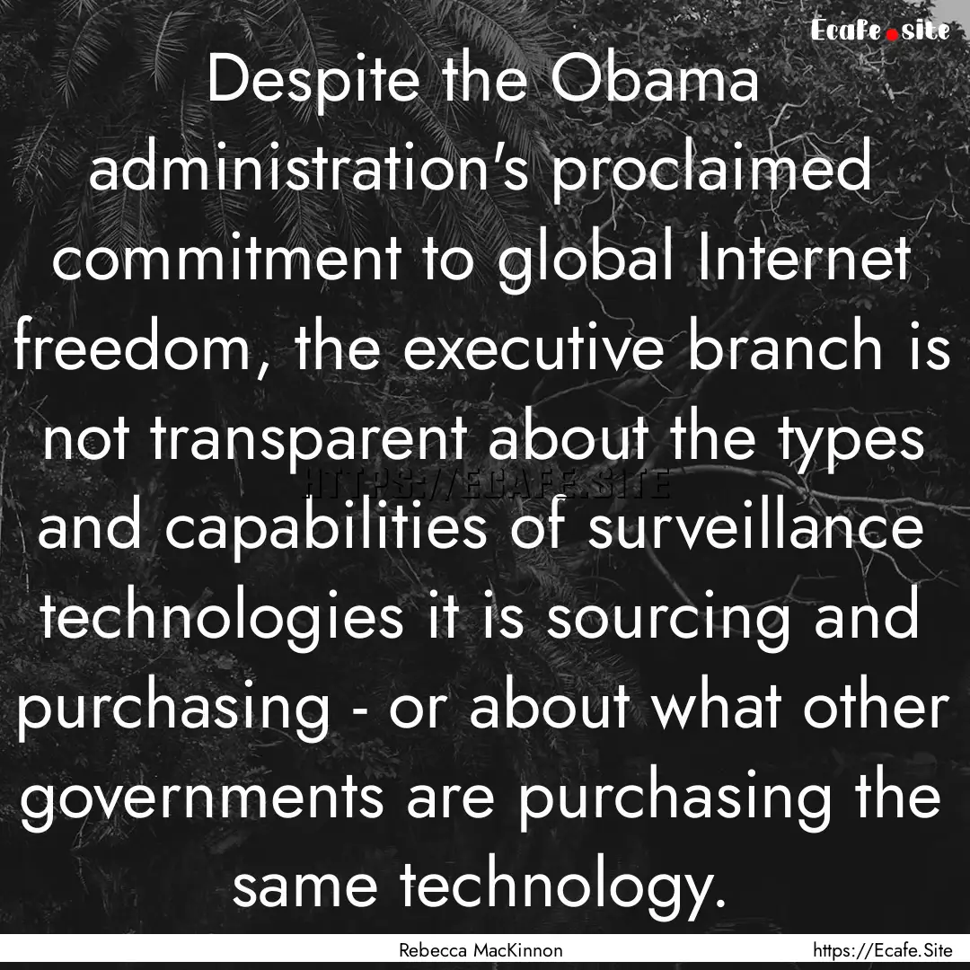 Despite the Obama administration's proclaimed.... : Quote by Rebecca MacKinnon