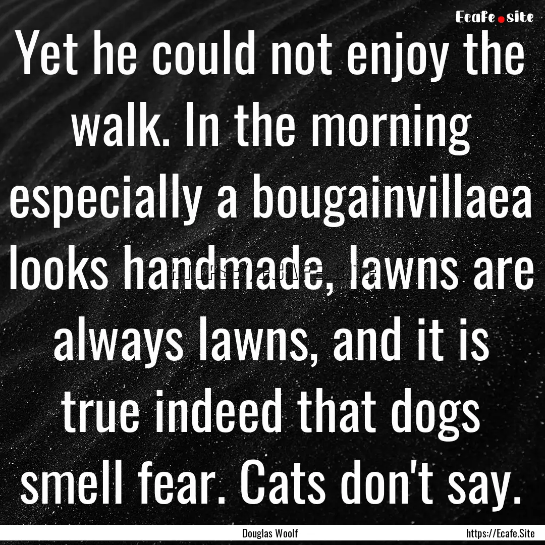 Yet he could not enjoy the walk. In the morning.... : Quote by Douglas Woolf