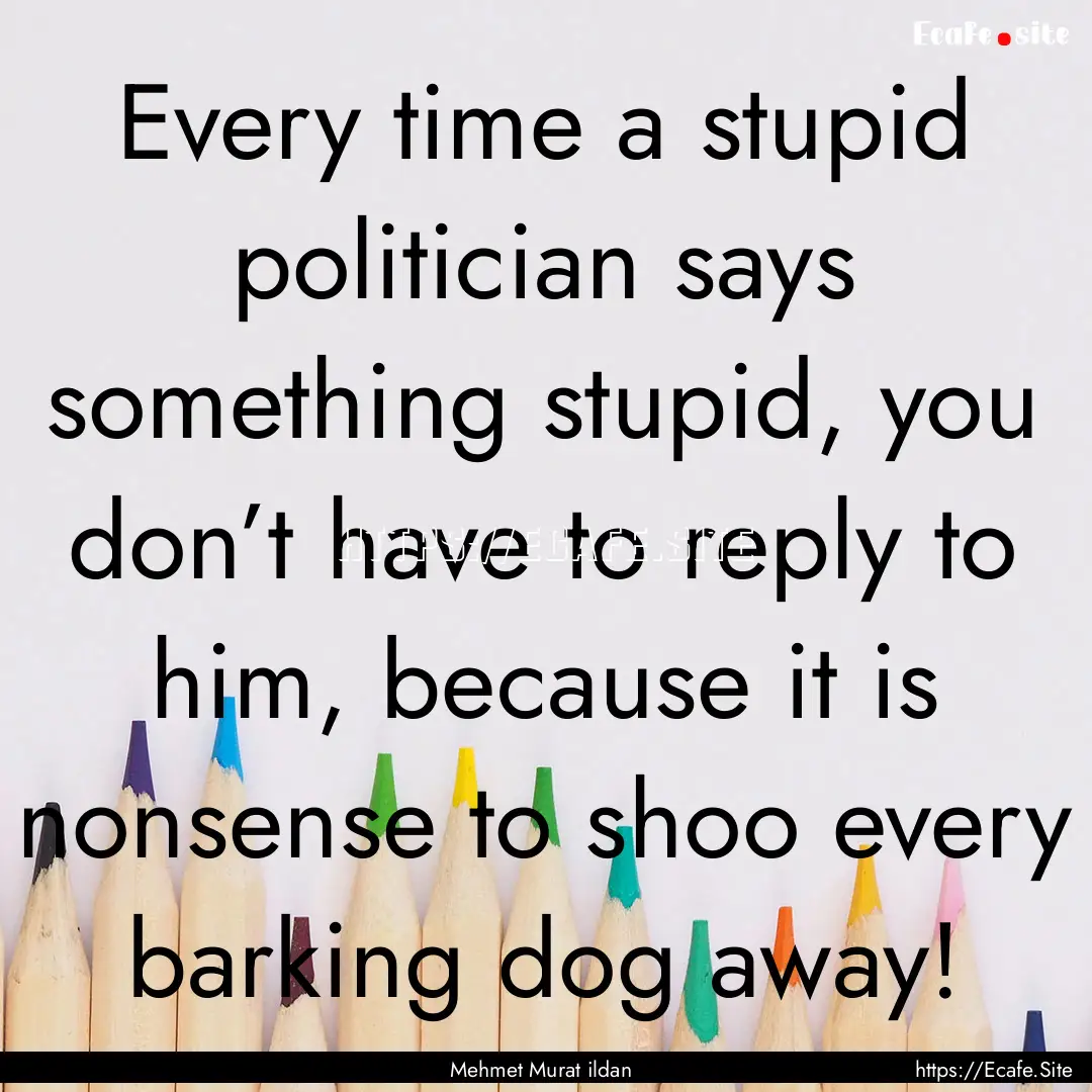 Every time a stupid politician says something.... : Quote by Mehmet Murat ildan