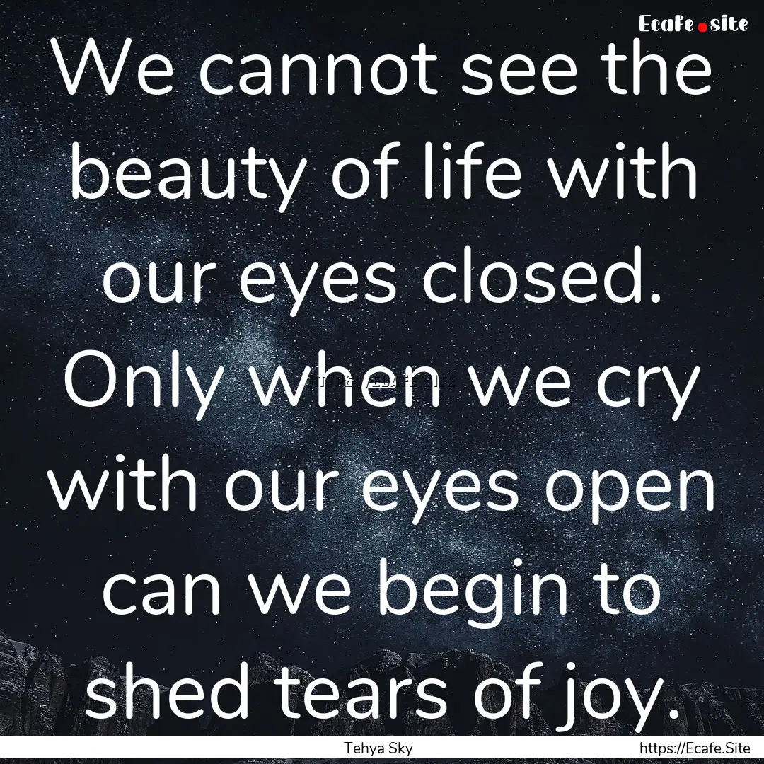 We cannot see the beauty of life with our.... : Quote by Tehya Sky