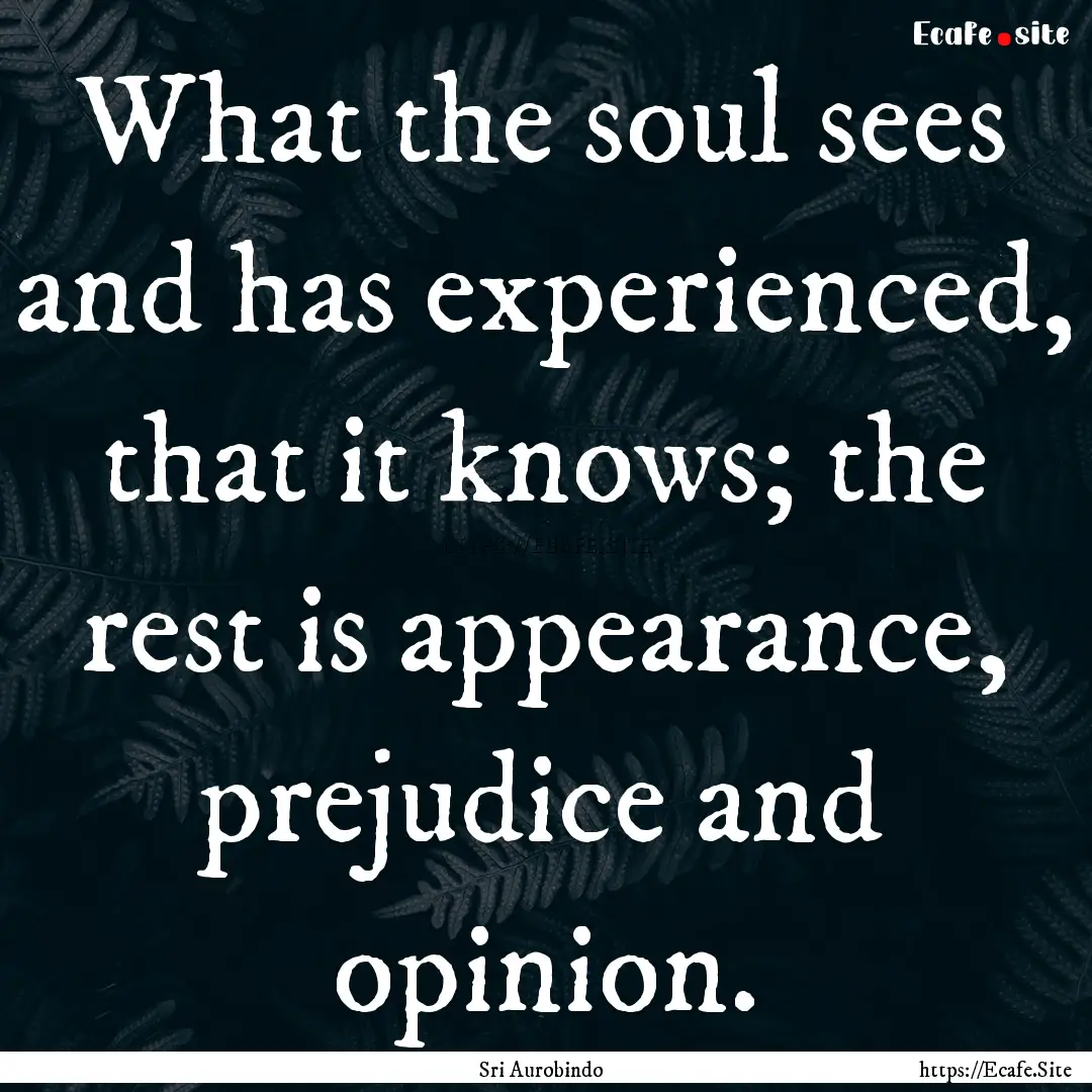 What the soul sees and has experienced, that.... : Quote by Sri Aurobindo