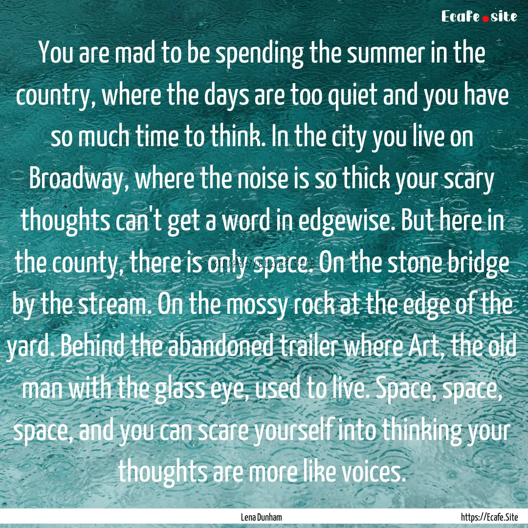 You are mad to be spending the summer in.... : Quote by Lena Dunham