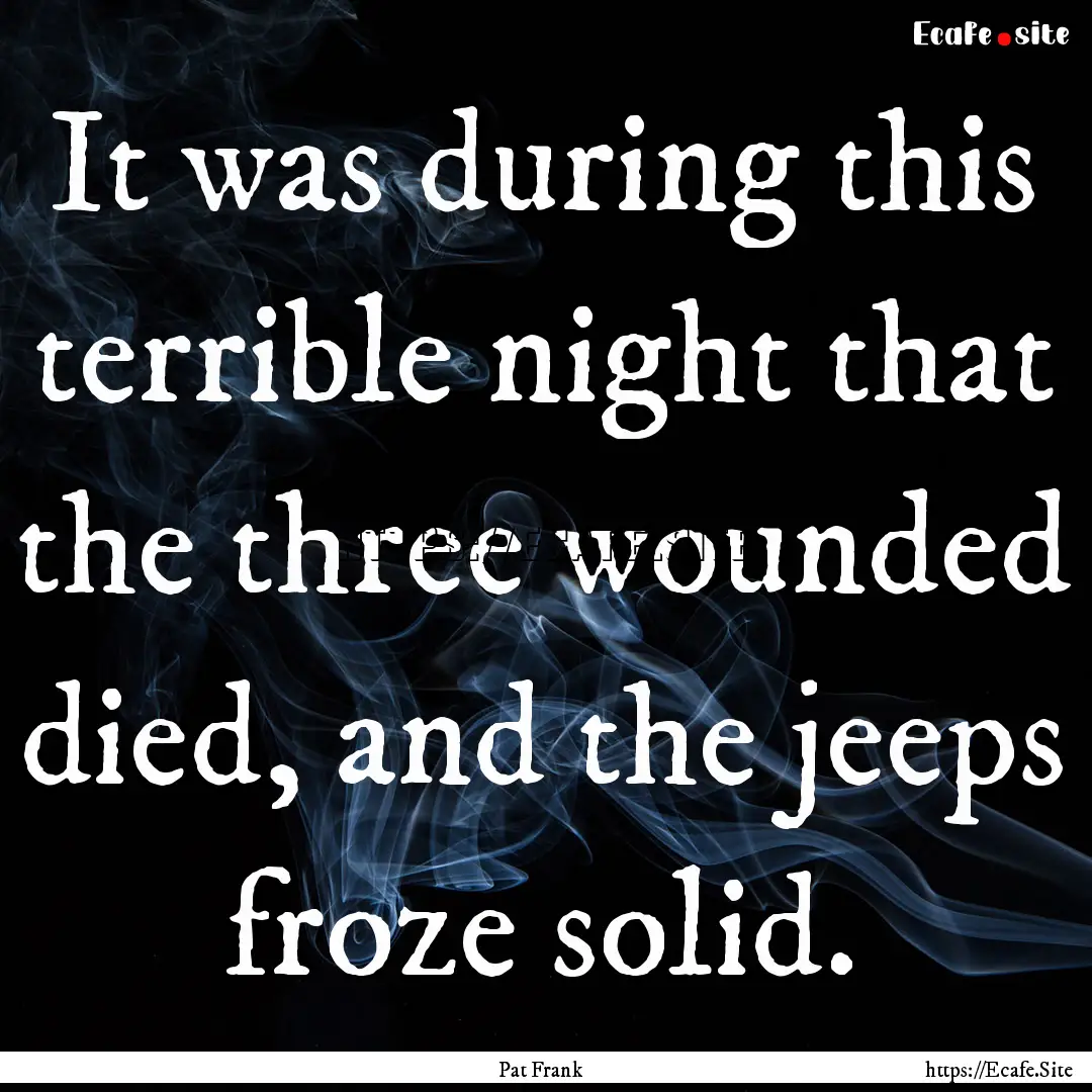 It was during this terrible night that the.... : Quote by Pat Frank