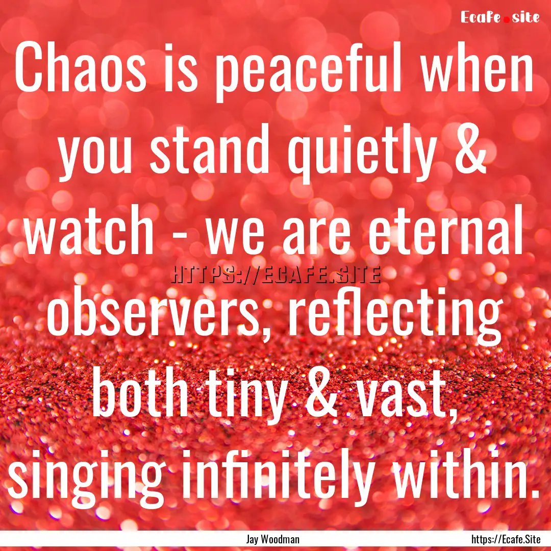 Chaos is peaceful when you stand quietly.... : Quote by Jay Woodman