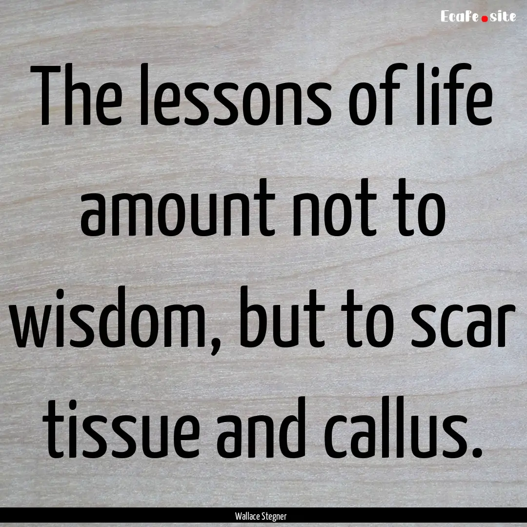 The lessons of life amount not to wisdom,.... : Quote by Wallace Stegner